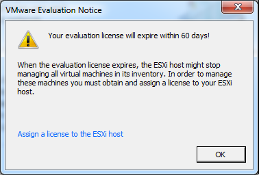 ESXi Evalution Notice